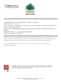 A Bibliographical Index of Mahānubhāva Works in Marathi Author(S): I