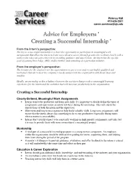 Advice for Employers, Creating a Successful Internship