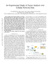 An Experimental Study of Factor Analysis Over Cellular Network Data