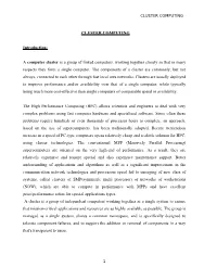 CLUSTER COMPUTING Introduction: a Computer Cluster Is a Group Of