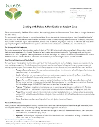 Cooking with Pulses: a New Era for an Ancient Crop