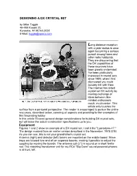 DESIGNING a DX CRYSTAL SET Equipment