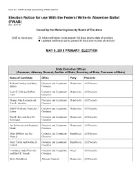 Election Notice for Use with the Federal Write-In Absentee Ballot (FWAB) R.C
