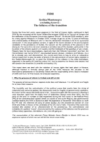 FIDH Serbia-Montenegro the Failures of the Transition