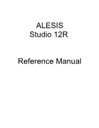 Studio 12R Reference Manual 1 Table of Contents