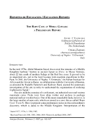 The Rope Cave at Mersa Gawasis: a Preliminary Report