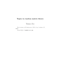 Topics in Random Matrix Theory Terence