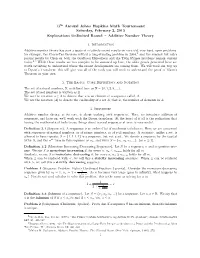 Additive Number Theory Round