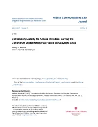 Contributory Liability for Access Providers: Solving the Conundrum Digitalization Has Placed on Copyright Laws