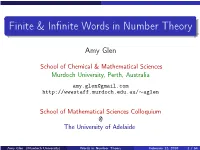 Finite & Infinite Words in Number Theory
