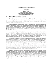 I. Evidence Rulings at Trial and on Appeal the Trial Judge Is Given The