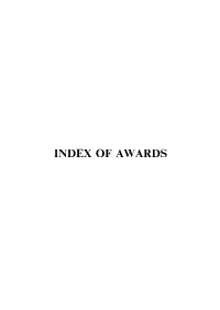 Index of Awards the - Nre