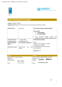 Joint Programme Document