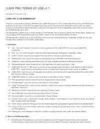 LUMIX PRO TERMS of USE V1.1