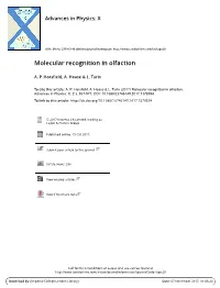 Molecular Recognition in Olfaction