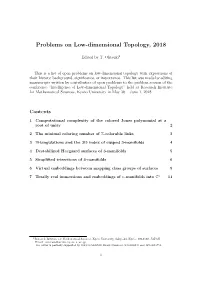 Problems on Low-Dimensional Topology, 2018