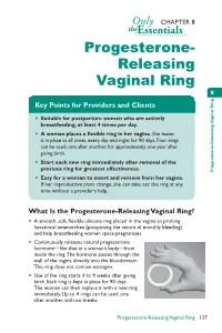Progesterone- Releasing Vaginal Ring 8 Key Points for Providers and Clients