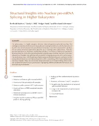 Structural Insights Into Nuclear Pre-Mrna Splicing in Higher Eukaryotes