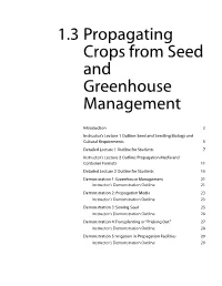 1.3 Propagating Crops from Seed and Greenhouse Management