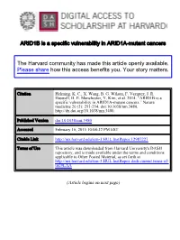 ARID1B Is a Specific Vulnerability in ARID1A-Mutant Cancers The