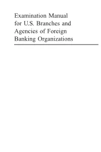 Examination Manual for US Branches and Agencies Of