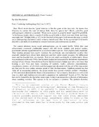HISTORICAL ANTHROPOLOGY (Frazer Lecture)1