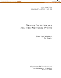 Memory Protection in a Real-Time Operating System