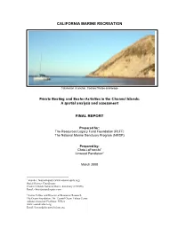 Private Boating and Boater Activities in the Channel Islands: a Spatial Analysis and Assessment