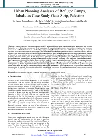 Urban Planning Analyses of Refugee Camps, Jabalia As Case Study-Gaza Strip, Palestine