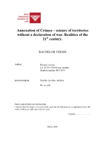 Annexation of Crimea – Seizure of Territories Without a Declaration of War