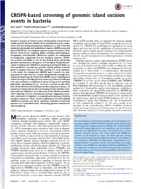 CRISPR-Based Screening of Genomic Island Excision Events in Bacteria