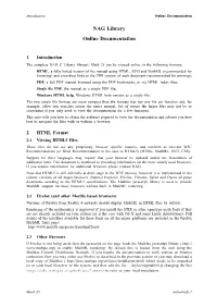 NAG Library Online Documentation