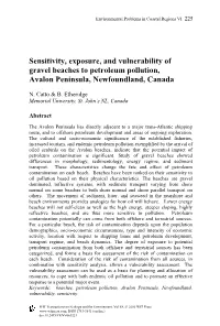Sensitivity, Exposure, and Vulnerability of Gravel Beaches to Petroleum Pollution, Avalon Peninsula, Newfoundland, Canada