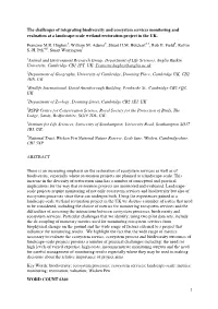 The Challenges of Integrating Biodiversity and Ecosystem Services Monitoring and Evaluation at a Landscape-Scale Wetland Restoration Project in the UK
