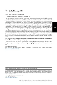 The Early History of F