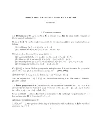 Complex Analysis Course Notes