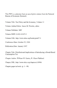 Distributional Implications of Introducing a Broad-Based Consumption Tax
