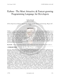 Python - the Most Attractive & Fastest-Growing Programming Language for Developers