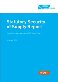 Statutory Security of Supply Report