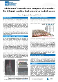 Validation of Thermal Errors Compensation Models for Different Machine Tool Structures Via Test Pieces