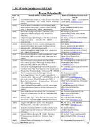 2. List of Study Centres (अध् यय ेंद्रों ें ूची ) Region: Dehradun