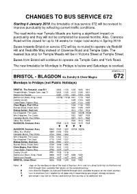 Changes to Bus Service 672