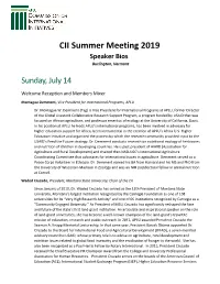 CII Summer Meeting 2019 Speaker Bios Burlington, Vermont