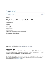 Dying Twice: Conditions on New York's Death Row