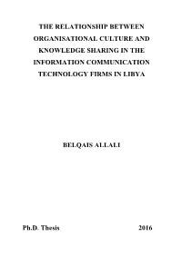 The Relationship Between Organisational Culture and Knowledge Sharing in the Information Communication Technology Firms in Libya