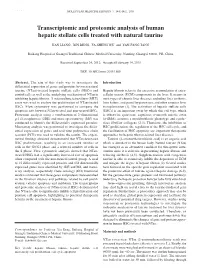 Transcriptomic and Proteomic Analysis of Human Hepatic Stellate Cells Treated with Natural Taurine