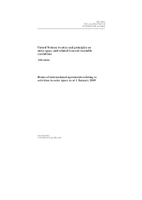 United Nations Treaties and Principles on Outer Space and Related General Assembly Resolutions