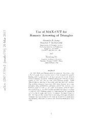 Use of MAX-CUT for Ramsey Arrowing of Triangles