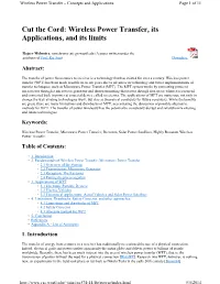 Wireless Power Transfer &Ndash; Concepts and Applications