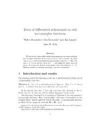 Zeros of Differential Polynomials in Real Meromorphic Functions